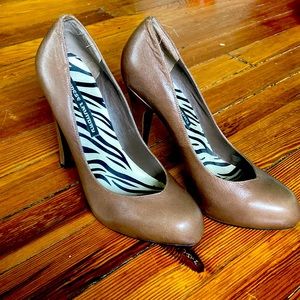 Brown leather high heels